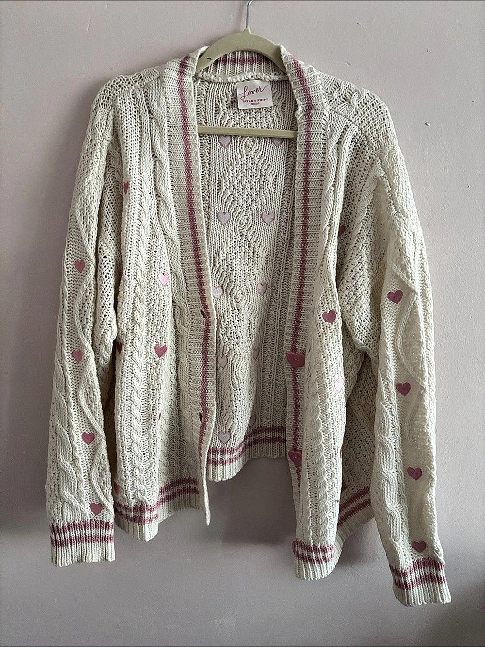 Taylor Swift Lover Cardigan in Cream & Pink Like New